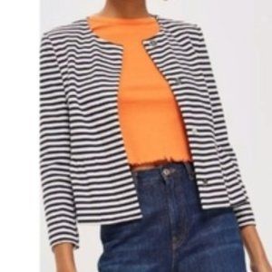 Top Shop Nautical Striped Blazer Jacket with Peplum Hem Size 10